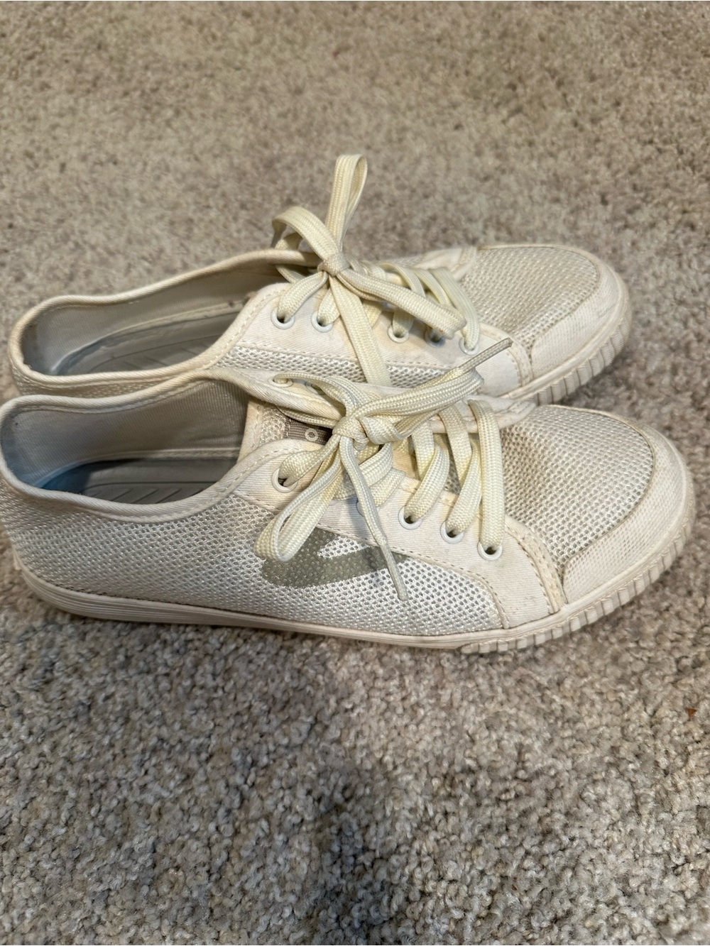 Tretorn Off-White Canvas and Mesh Low-Top Sneakers
